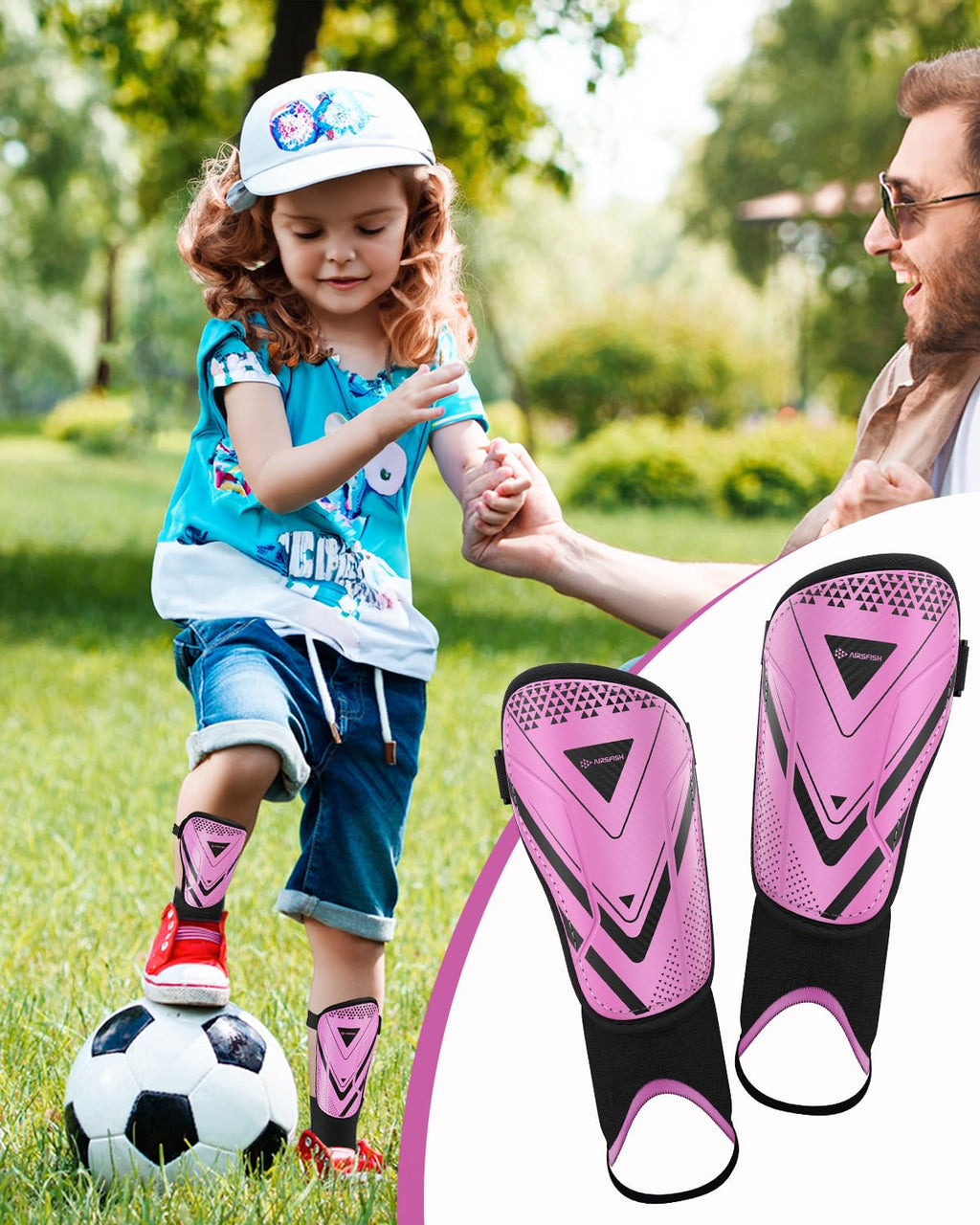 Upgraded Soccer Shin Guards For Kids Youth, Ce Certified Airsfish Shin Ankle Guard Sleeves Protection Gear For Boys Girls Soccer