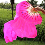 Weisipu 1.8M Artificial Silk Belly Dance Handmade Bamboo Fans Veils Right Hand (Pink)