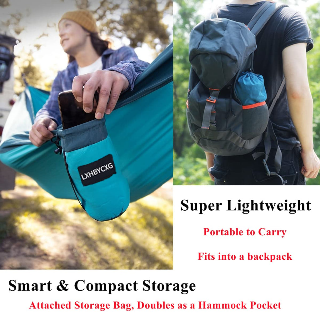 Camping Hammock Double & Single Portable Hammocks Ultralight Nylon Parachute Hammocks With 2 Tree Straps For Backpacking, Travel