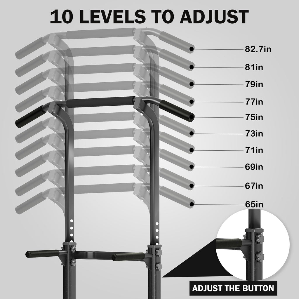 Sogespower Power Tower Dip Station Pull Up Bar For Home Gym Adjustable Height Strength Training Workout Equipment