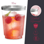 Plasticpro Disposable 10 Oz Crystal Clear Plastic Tumblers With Silver Rim For Partys  Weddings Pack Of 100