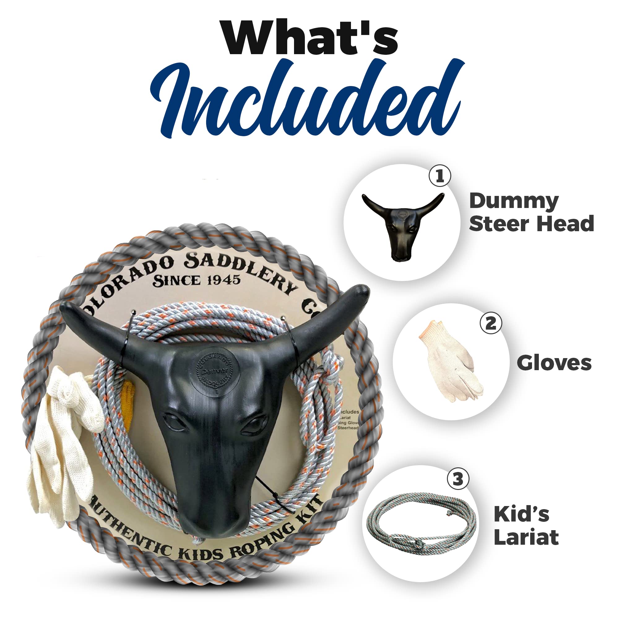 Colorado Saddlery The Junior Roping Kit Complete Kids Rodeo Set Practice Dummy Steer Head, Rope, Gloves, Stakes Durable Training