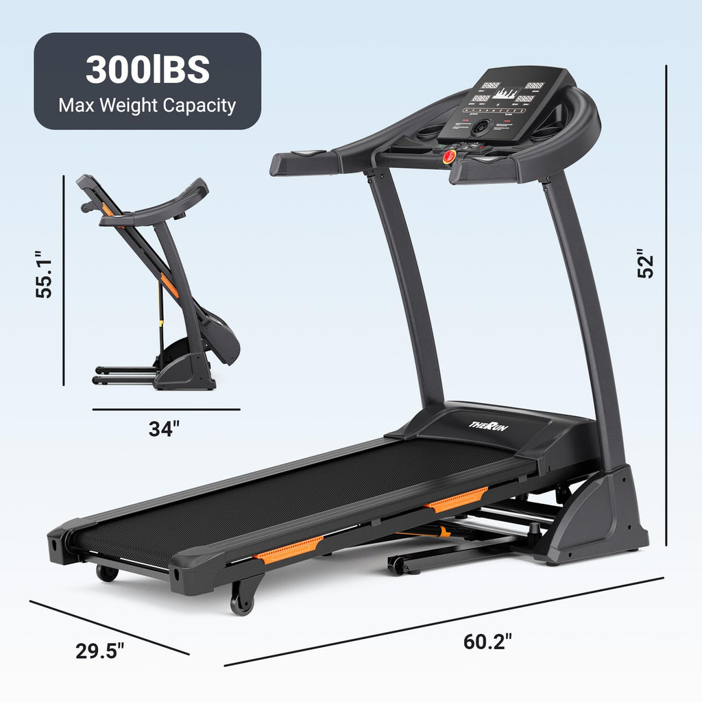 THERUN Treadmills for Home, Walking Pad with Auto Incline 0-15%, Workout Equipment for Running & Walking, Folding Treadmill with