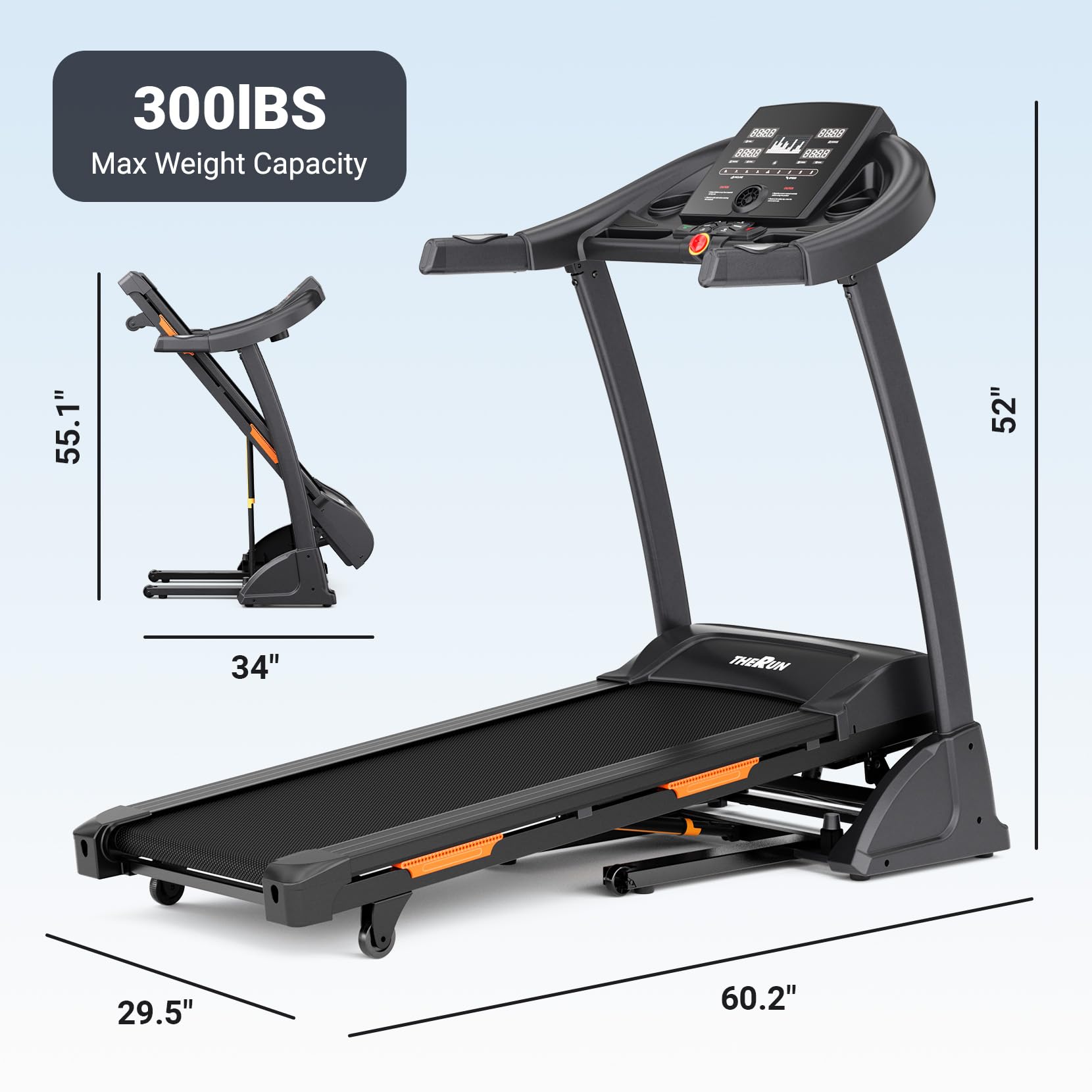 THERUN Treadmills for Home, Walking Pad with Auto Incline 0-15%, Workout Equipment for Running & Walking, Folding Treadmill with
