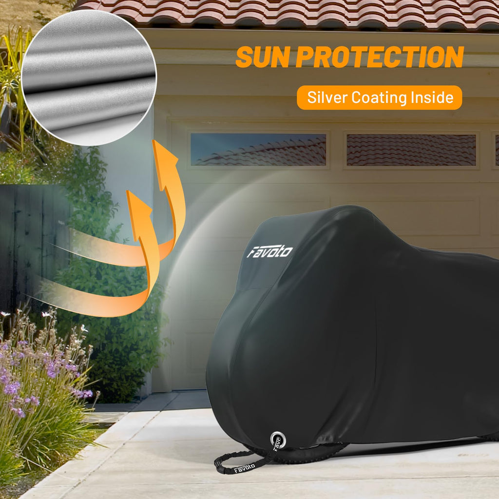 Favoto Bike Cover Outdoor Waterproof - Bicycle Covers For 1 Or 2 Bikes Outside Storage Rain Dust Sun Proof With Lock Hole Windpr