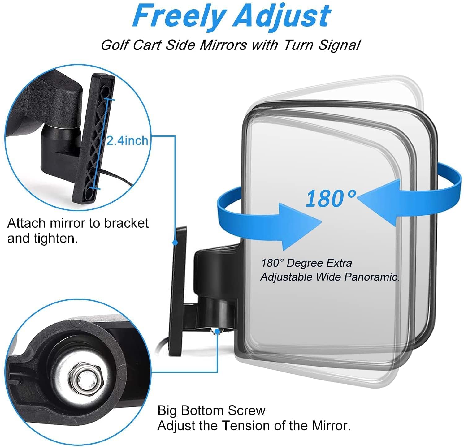 Golf Cart Side Mirrors With Turn Signal Light Golf Cart Rear View Mirrors For Club Car Ezgo Yamaha Side Mirrors Golf Cart