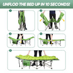 Haitral Portable Camping Cot With Mattress - Outdoor Folding Heavy Duty Sleeping Bed With Side Pocket For Adults - Oxford Single