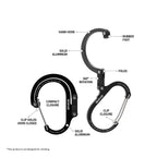Gear Aid Heroclip Carabiner Clip And Hook (Large) For Camping, Backpack, Organization, And Garage, Black And Gray, 2 Pack