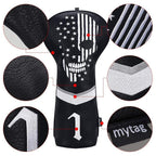 Caiobob Mytag Golf Skull Skeleton Head Cover Golf Club Black Leather Headcovers Set Fits Driver Fairway Wood Hybrid (1Pc Driver