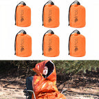 Artostravel Pack Of 6 Hooded Emergency Bivy Sack Survival Sleeping Bag Thermal Blanket  Waterproof Breathable For Camping, Hikin