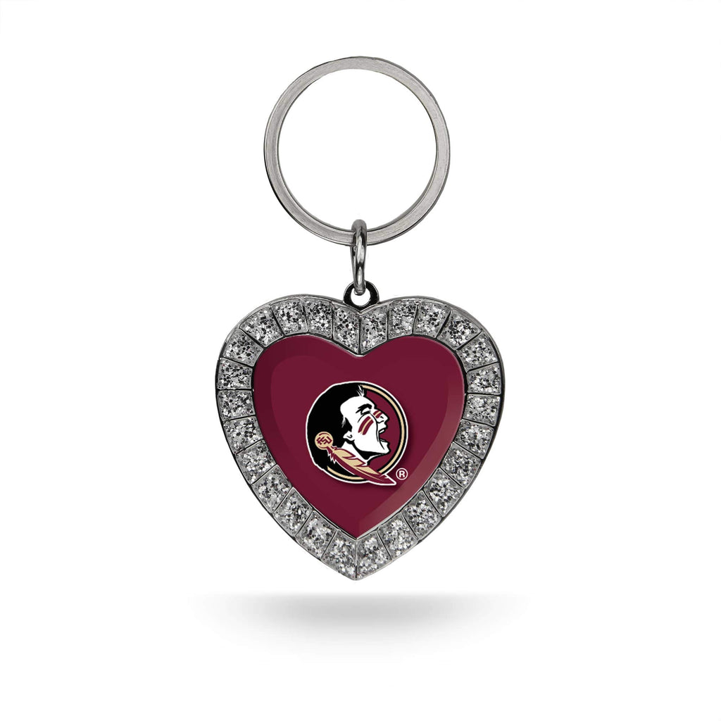 Rico Industries Ncaa Florida State Seminoles Metal Rhinestone Heart Keychain 1.38 X 3-''