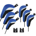 Andux 6Pcs/Set Golf Hybrid Club Head Covers And Wood Club Head Covers (3 Hybrid Covers + 3 Wood Covers) Black/Blue