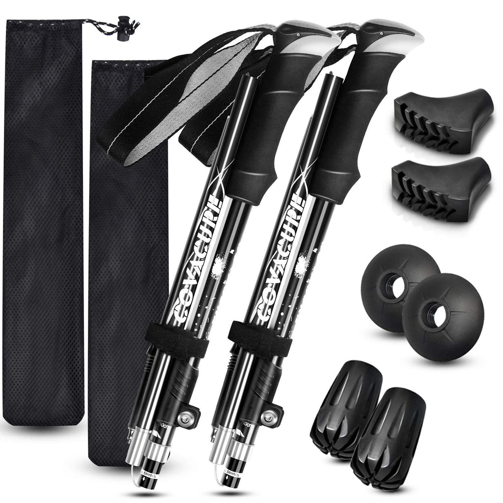 Trekking Poles Collapsible Hiking Poles - Auminum Alloy 7075 Trekking Sticks, Antishock And Quick Lock System, Telescopic, Colla
