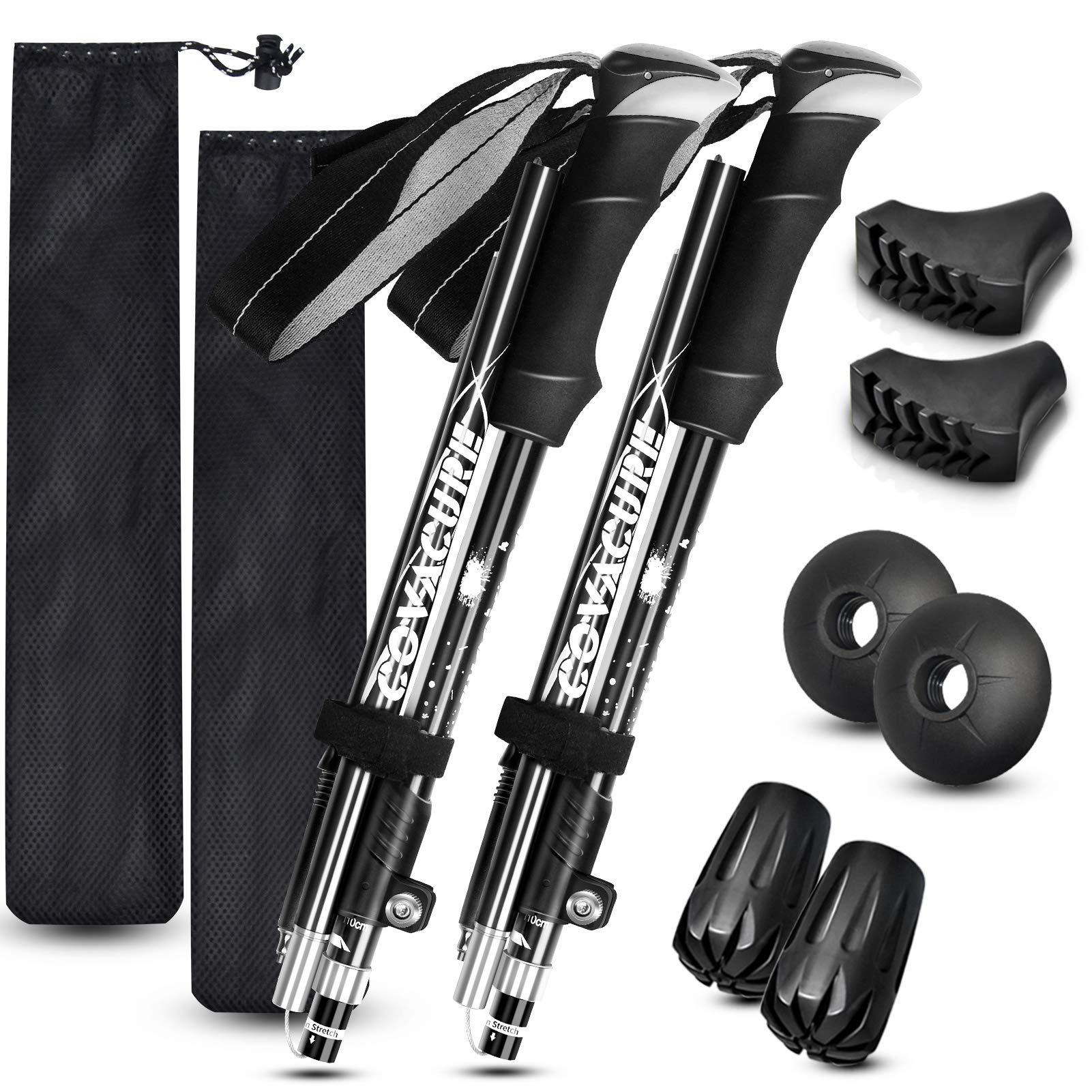 Trekking Poles Collapsible Hiking Poles - Auminum Alloy 7075 Trekking Sticks, Antishock And Quick Lock System, Telescopic, Colla