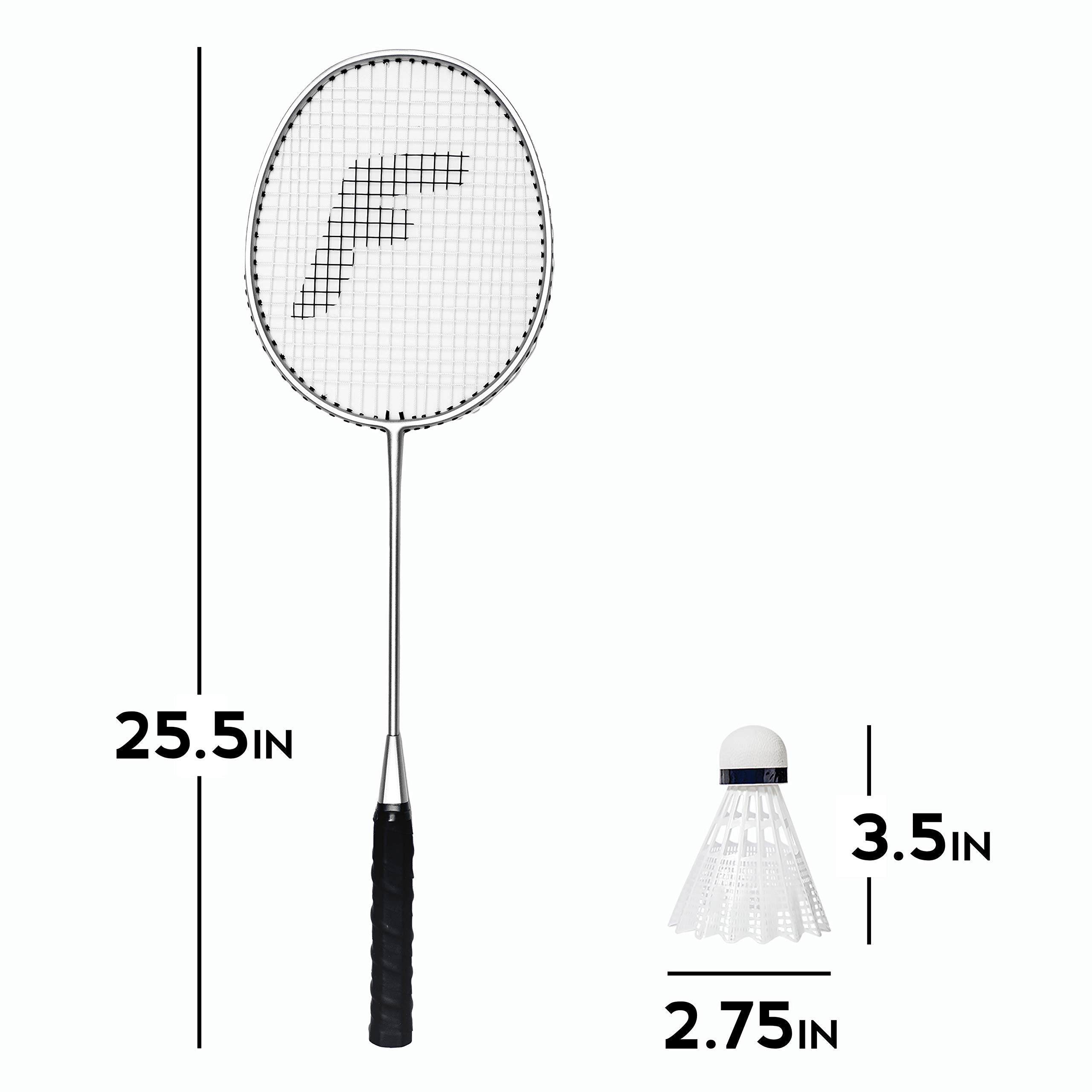 Franklin Sports Badminton Racket And Shuttlecock Set - Includes (4) Rackets, (4) Shuttlecocks With Carry Bag