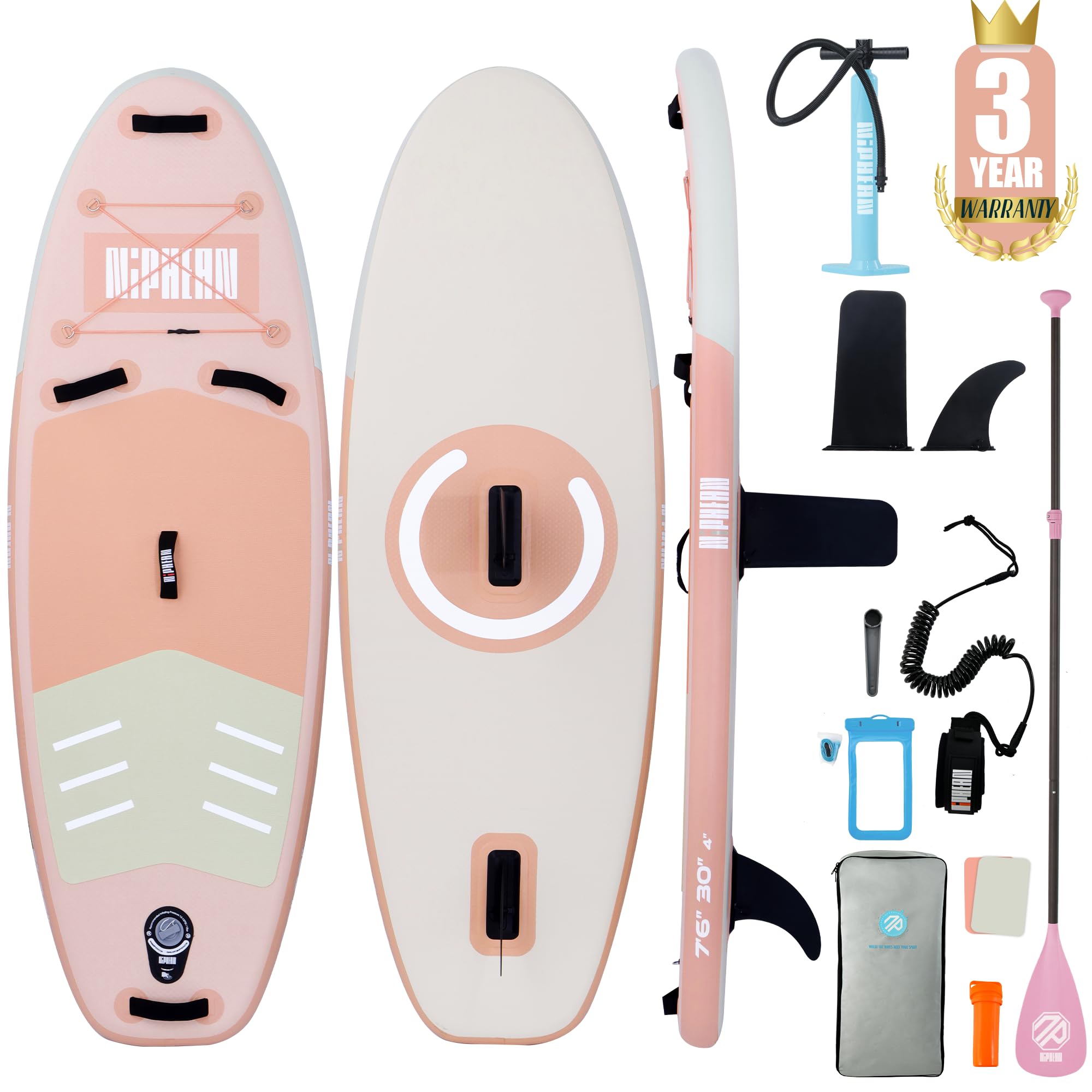 Niphean Inflatable Stand Up Paddle Board with SUP Accessories, Anti-Slip EVA Deck, 106 Inflatable Paddle Boards for Adults & You