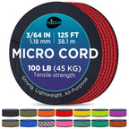 Teceum Micro Paracord - Crimson - 1.18 Mm X 125 Ft - Micro Utility Cord - Thin Braided Paracord Rope Nylon Polyester - Wind Chim