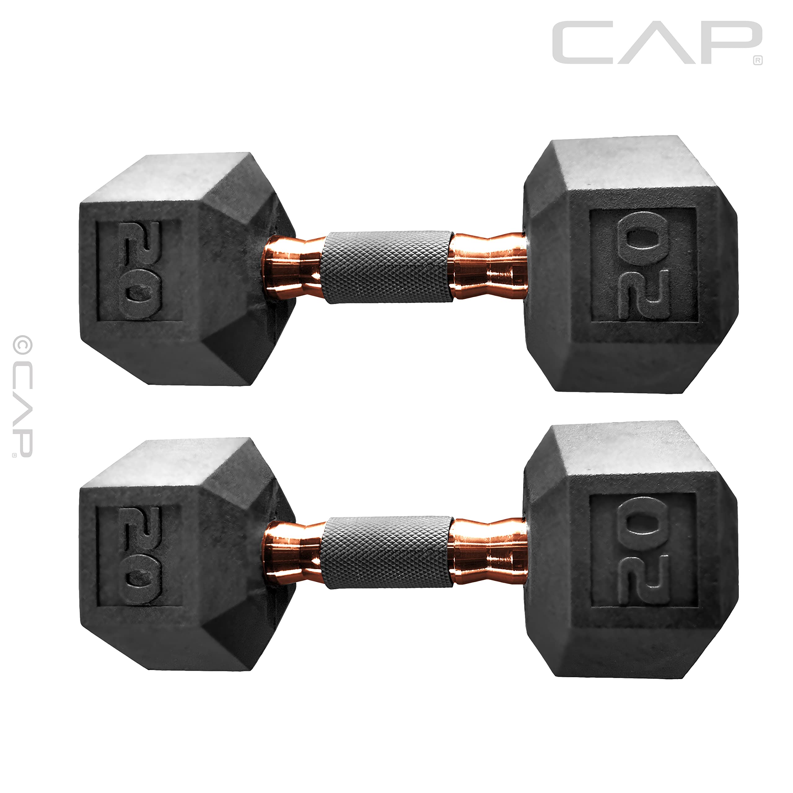 Cap Barbell 50 Lbs Coated Dumbbell Set With Copper Handles, 25Lbx2