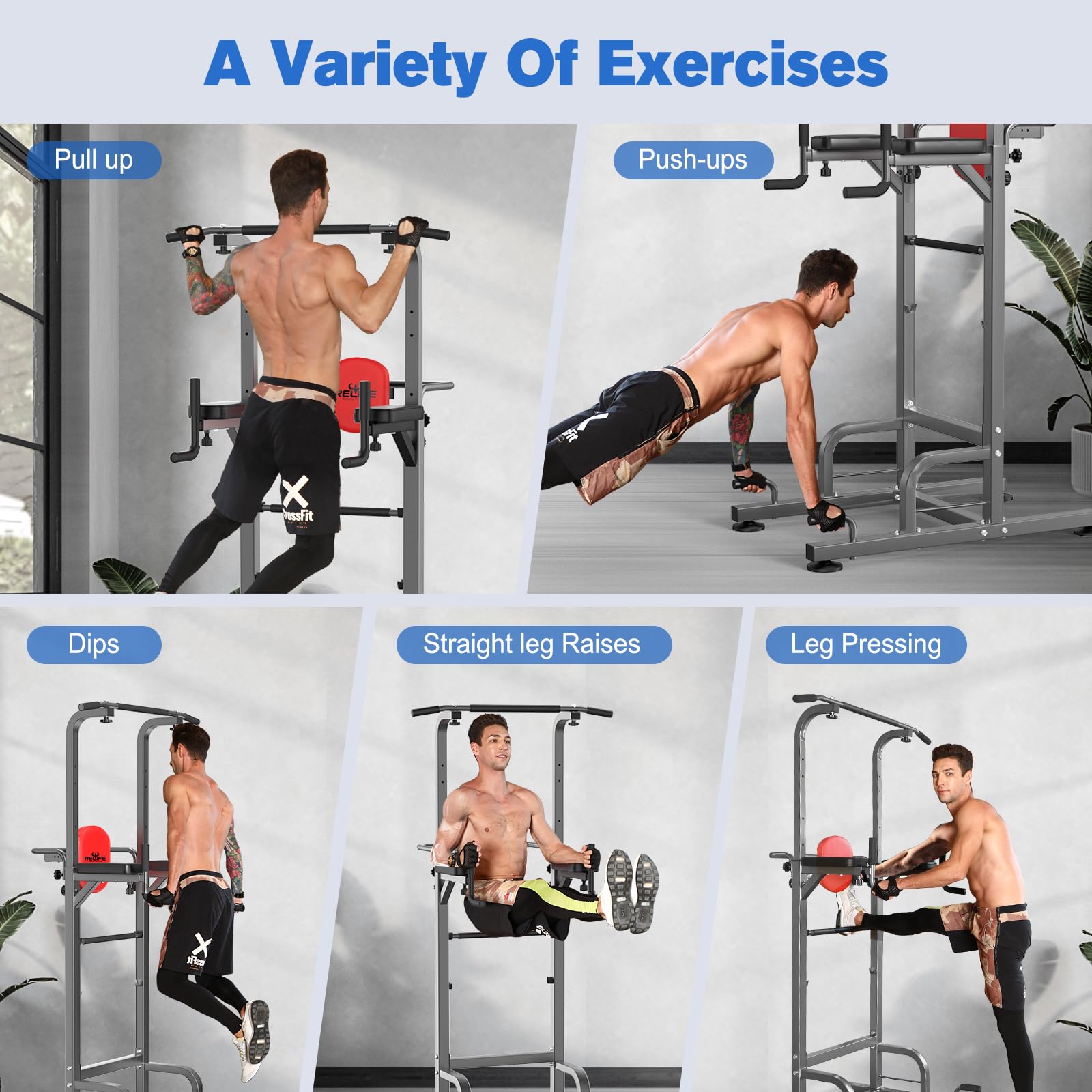 Relife Rebuild Your Life Power Tower Pull Up Bar Station Workout Dip Station For Home Gym Strength Training Fitness Equipment 45