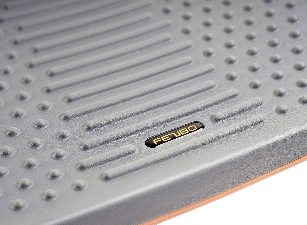 Fezibo Standing Desk Mat With Anti Fatigue Bar, Wooden Wobble Balance Board With Ergonomic Design Comfort Floor Mat (Medium, Alt