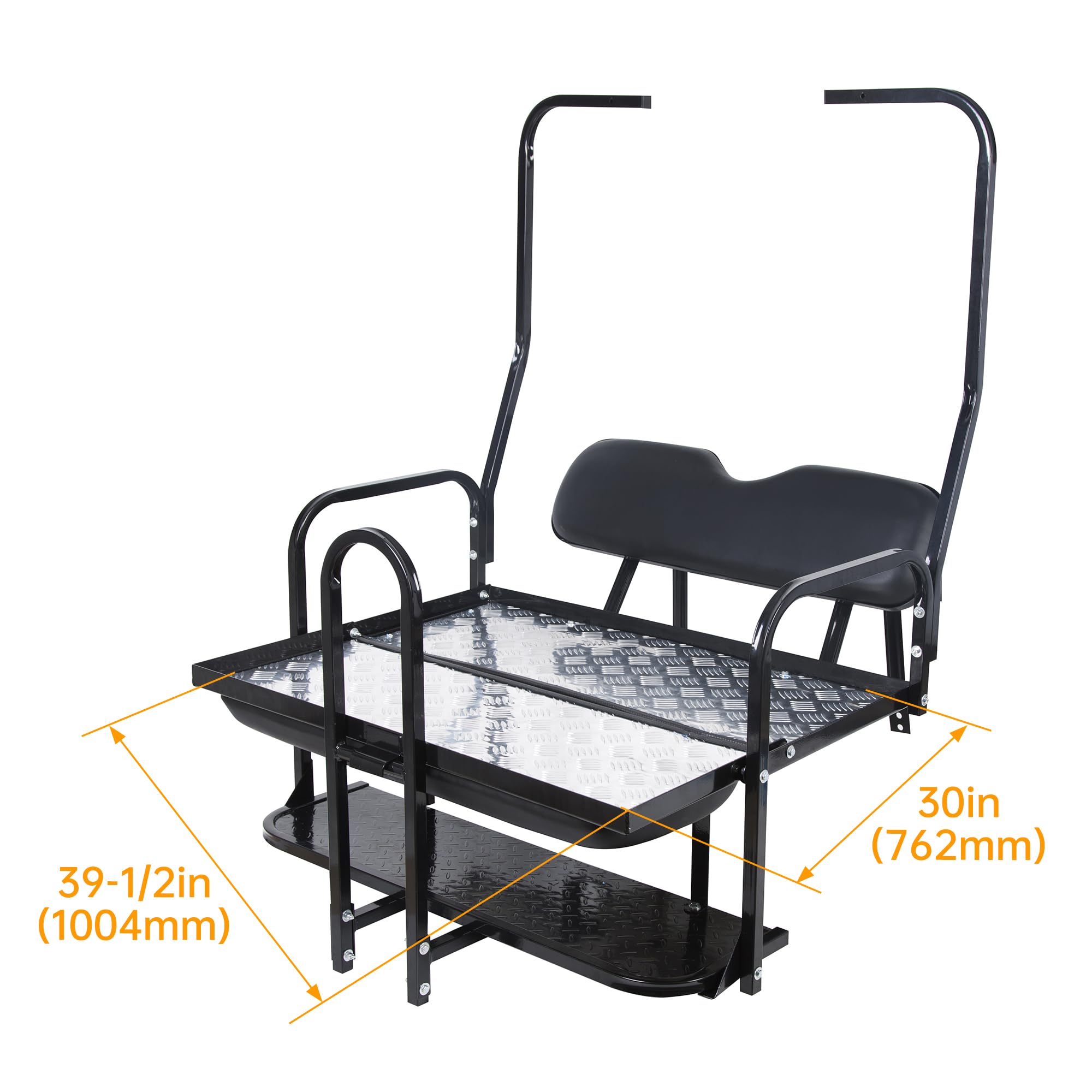 Kuafu Black Rear Flip Back Seat Compatible With 1982-2000.5 Club Car Ds Model Golf Cart 1102 Lbs Weight Capacity Heavy Duty Stee