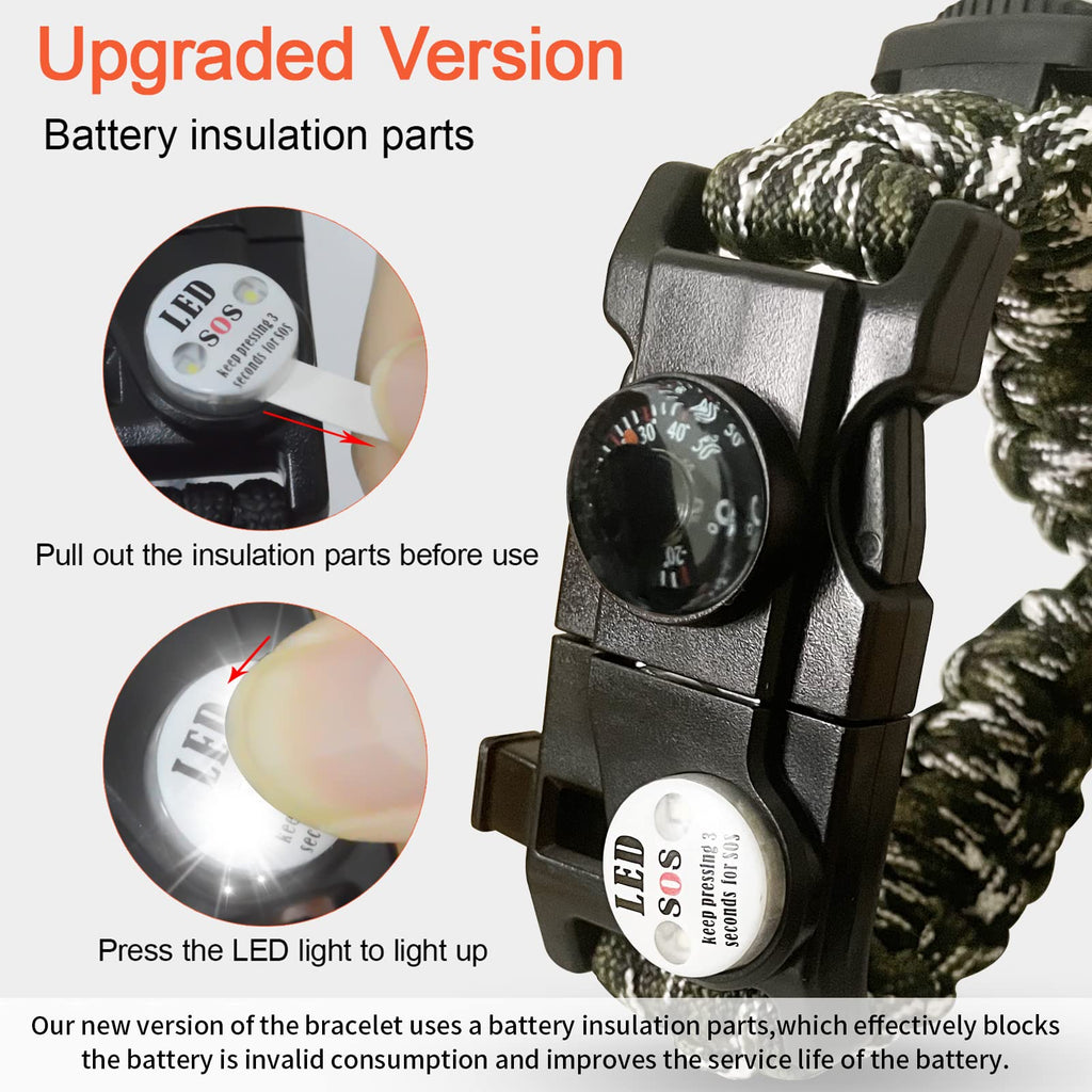 Nvioasport 20 In 1 Paracord Bracelet, Survival Whistle, Perfect For Camping, Hiking,Survival Bracelet