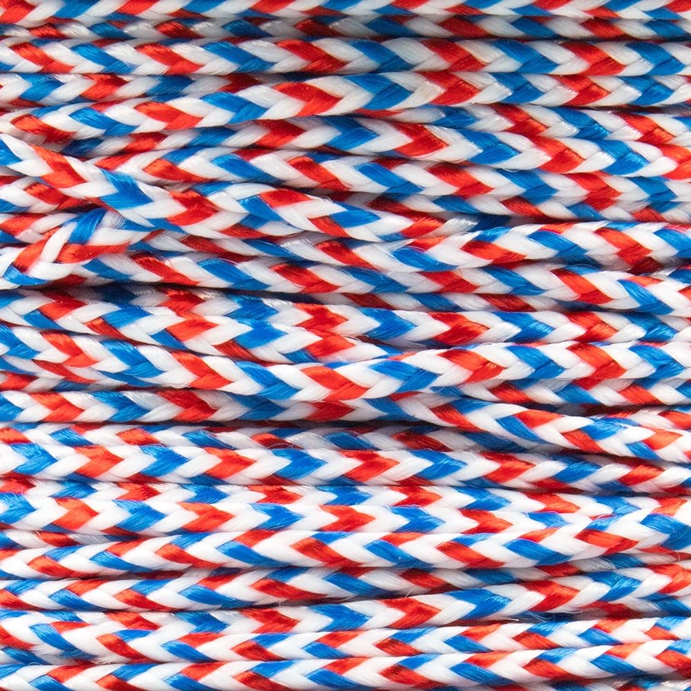 Paracord Planet Micro Paracord - Thin Braided Cord For Crafting, Fishing, And Diy Projects In 125 Ft Spools - Red, White & Blue
