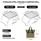 Redcamp 6 Small Folding Campfire Grill, 304 Stainless Steel Firepit Grill Grate, Heavy Duty Portable Camping Grill With Carrying