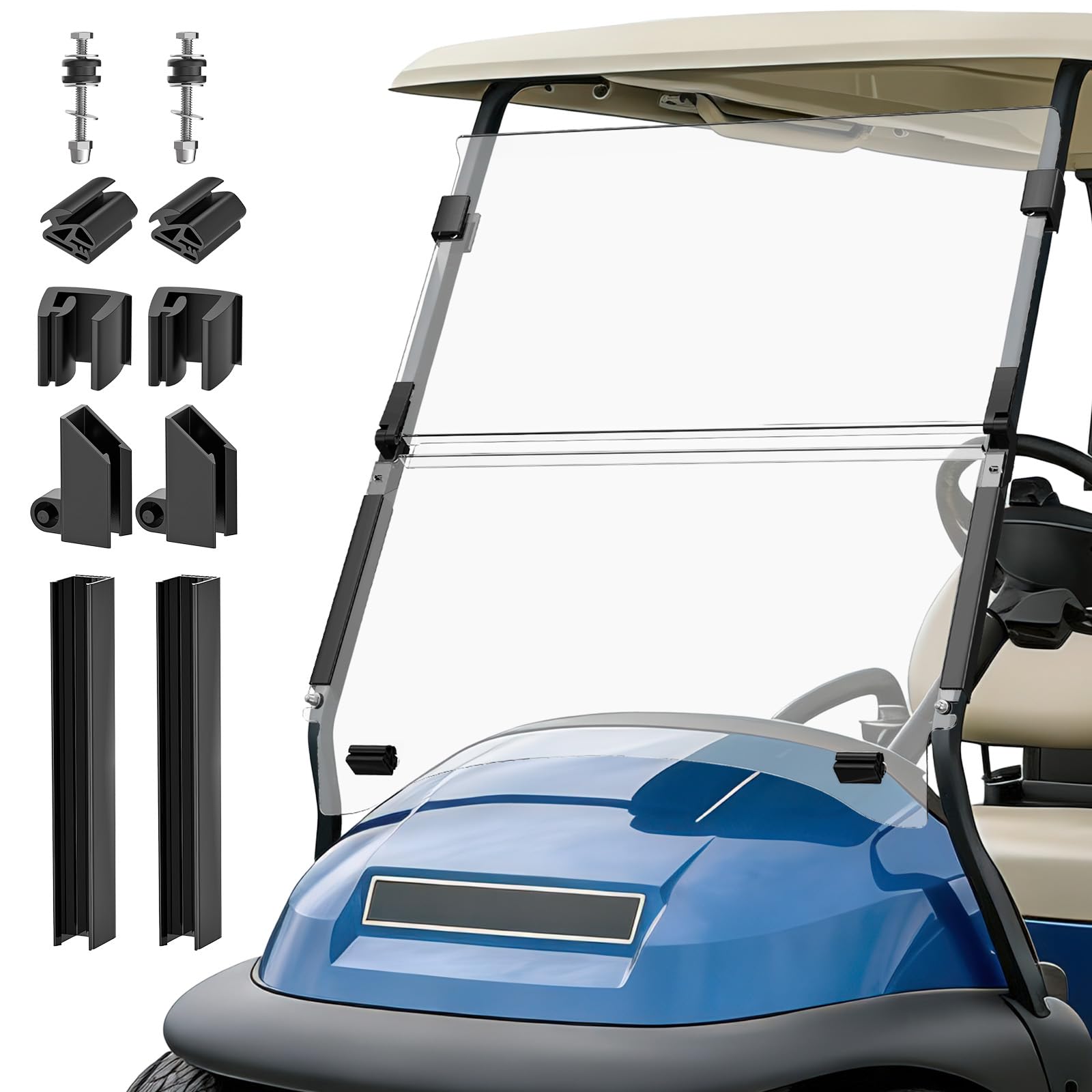 CartClan Club Car Precedent Windshield, Golf Cart Windshield for 2004-Up Club Car Precedent, Onward, Tempo Golf Carts, PC UV Res