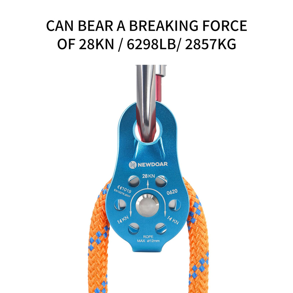 Newdoar Fixed Plate Micro Pulley,26Kn Ce Certified General Purpose Small Aluminum Rope Pulleys For Climbing/Aloft Work/Rappellin
