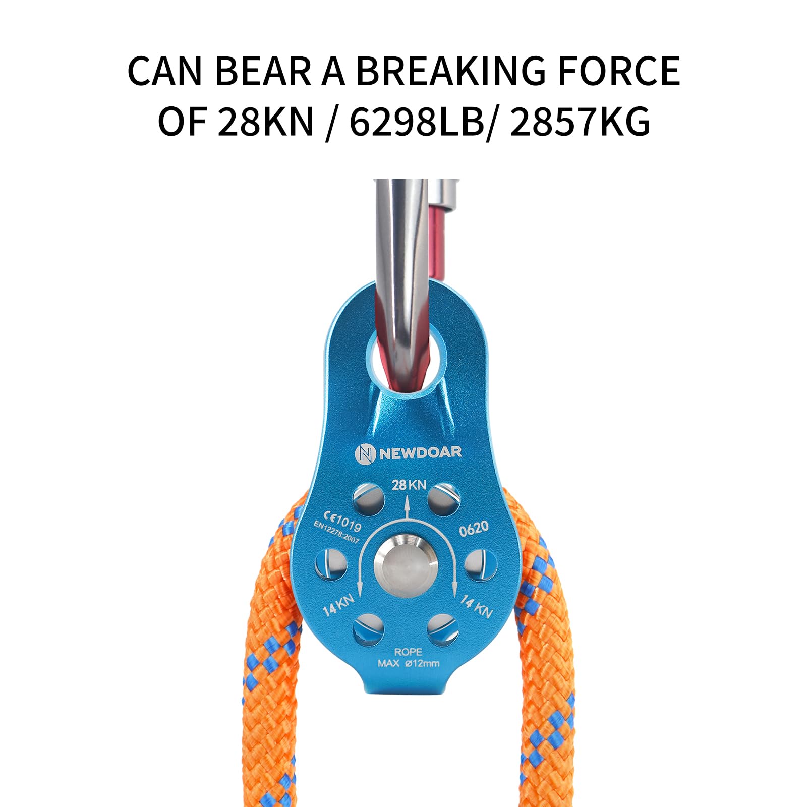 Newdoar Fixed Plate Micro Pulley,26Kn Ce Certified General Purpose Small Aluminum Rope Pulleys For Climbing/Aloft Work/Rappellin