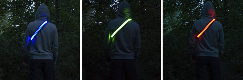 Illumiseen Led Reflective Belt Sash  High Visibility Led Lights With 2 Lighting Modes  Adjustable Quick Release Buckle  Usb Rech