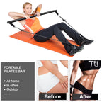 Pilates Bar Kit with Resistance Bands(4 x Bands),3-Section Pilates Flexbands Kit Workout Equipment for Legs,Hip,Waist and Arm,Fi