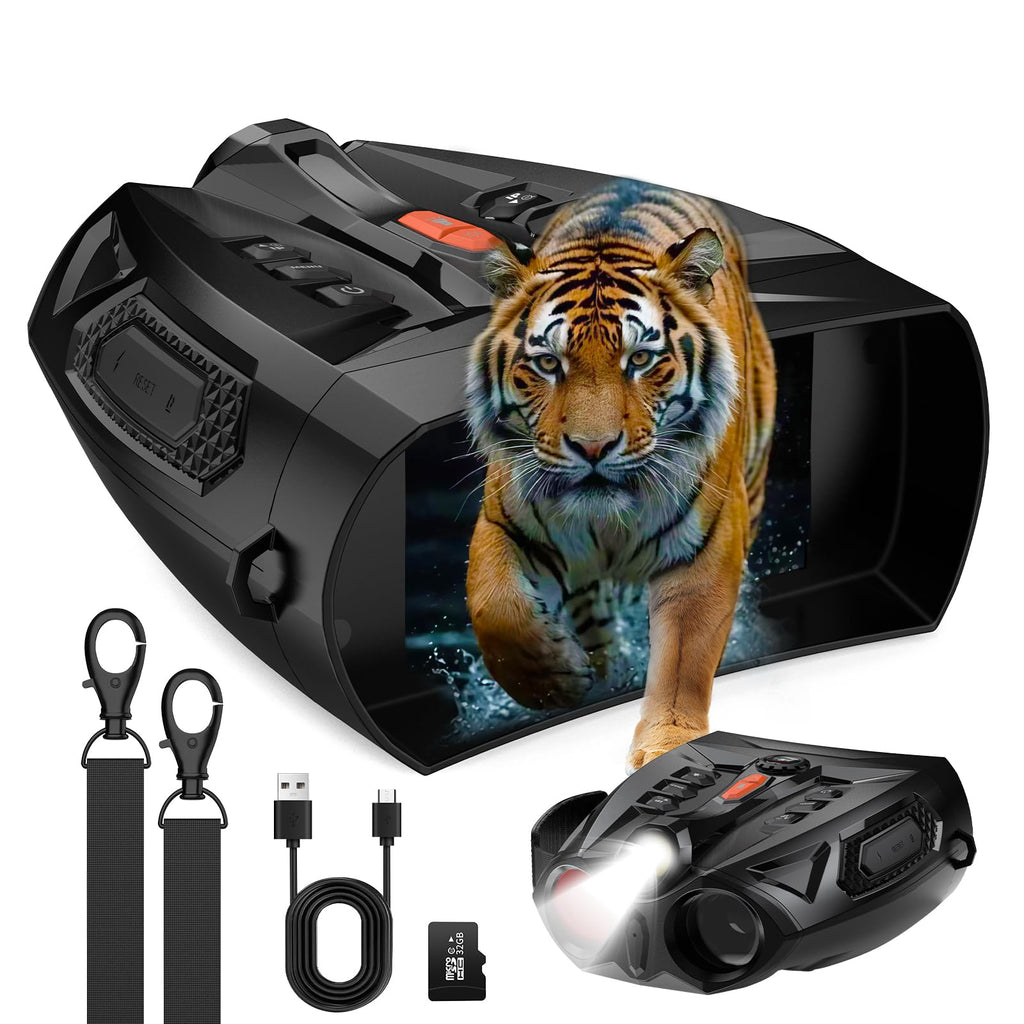Night Vision Goggles, Derosko 4K Night Vision Binoculars with 4 HD Screen, 10X Digital Zoom Infrared Binoculars with 5000mAh Bat
