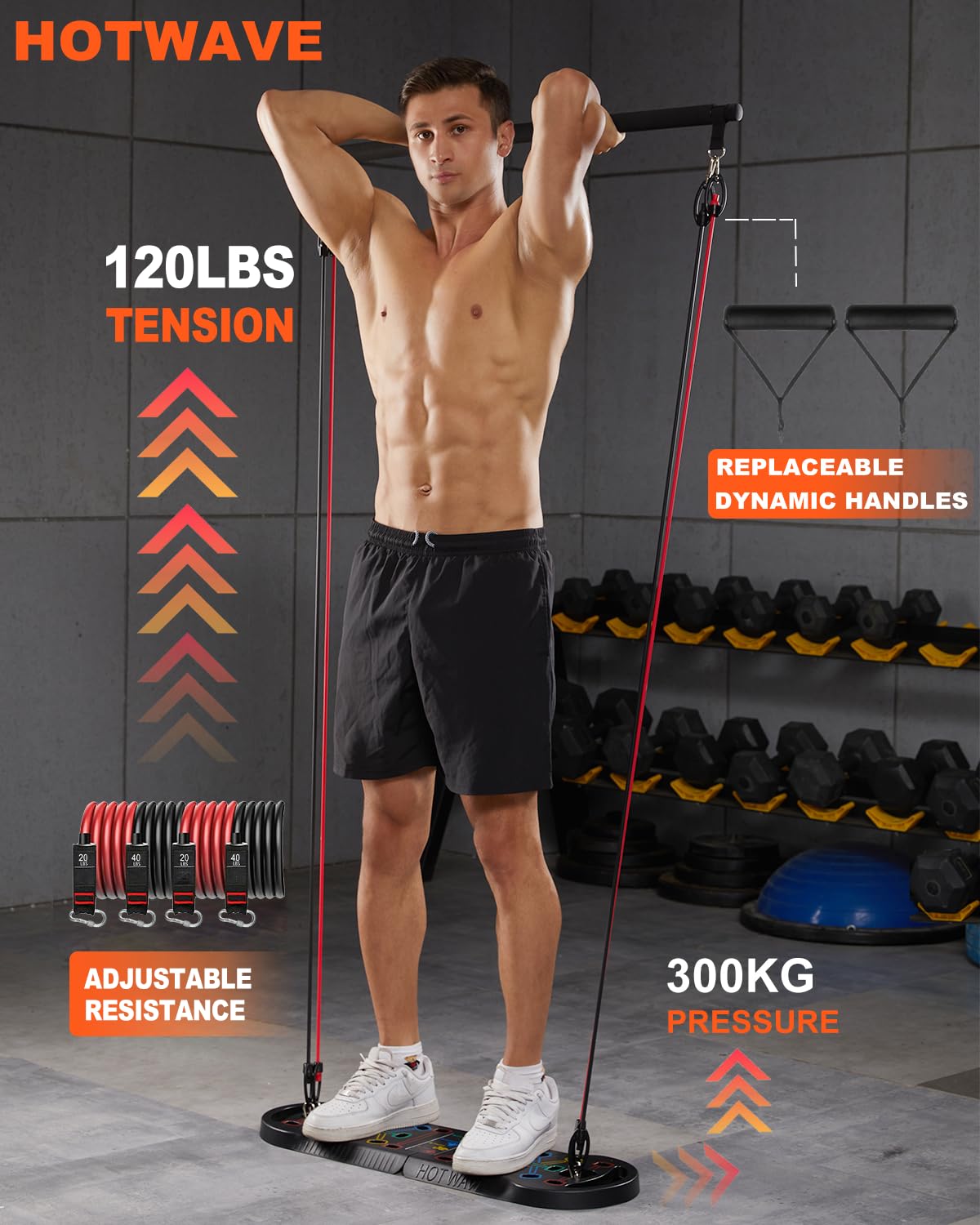 Hotwave 20 In 1 Push Up Board With 16 Gym Accessories.Pushups Bar With Resistance Bands,Portable Home Workout Equipment,Strength
