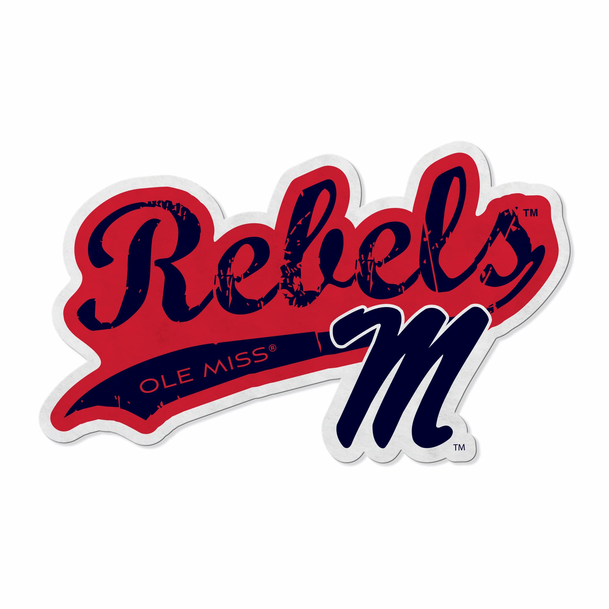 Rico Industries Ncaa Mississippi Rebels Distressed Shape Cut Pennant - Home And Living Room D  Cor - Soft Felt Ez To Hang
