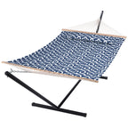 Suncreat Hammock With Stand 2 Person Heavy Duty, Freestanding Hammock With Spreader Bar, Soft Pillow, Green Stripes
