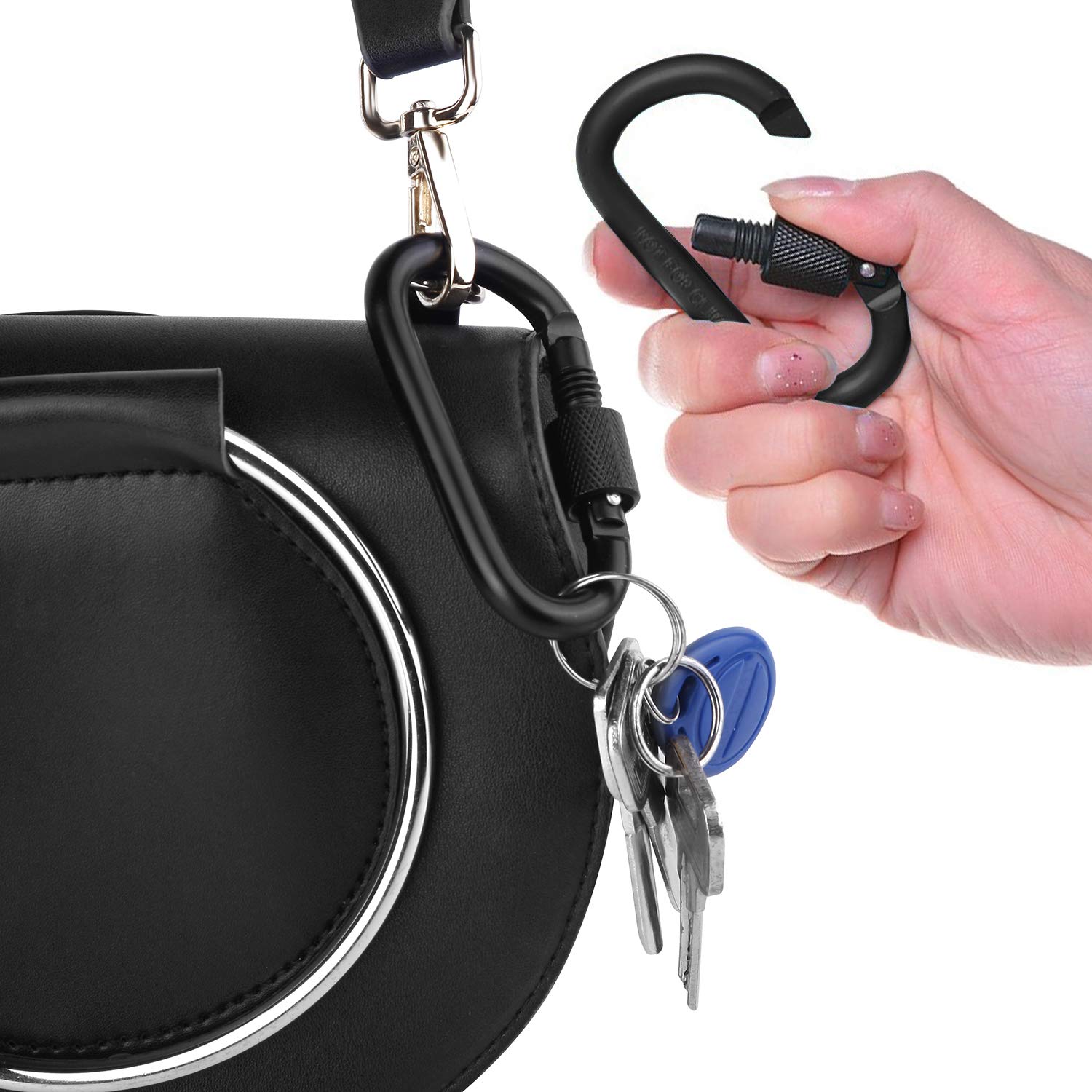 Vonpri 4 Pack Aluminum Locking Carabiner Clip D Ring Spring Snap Key Chain Hook 3