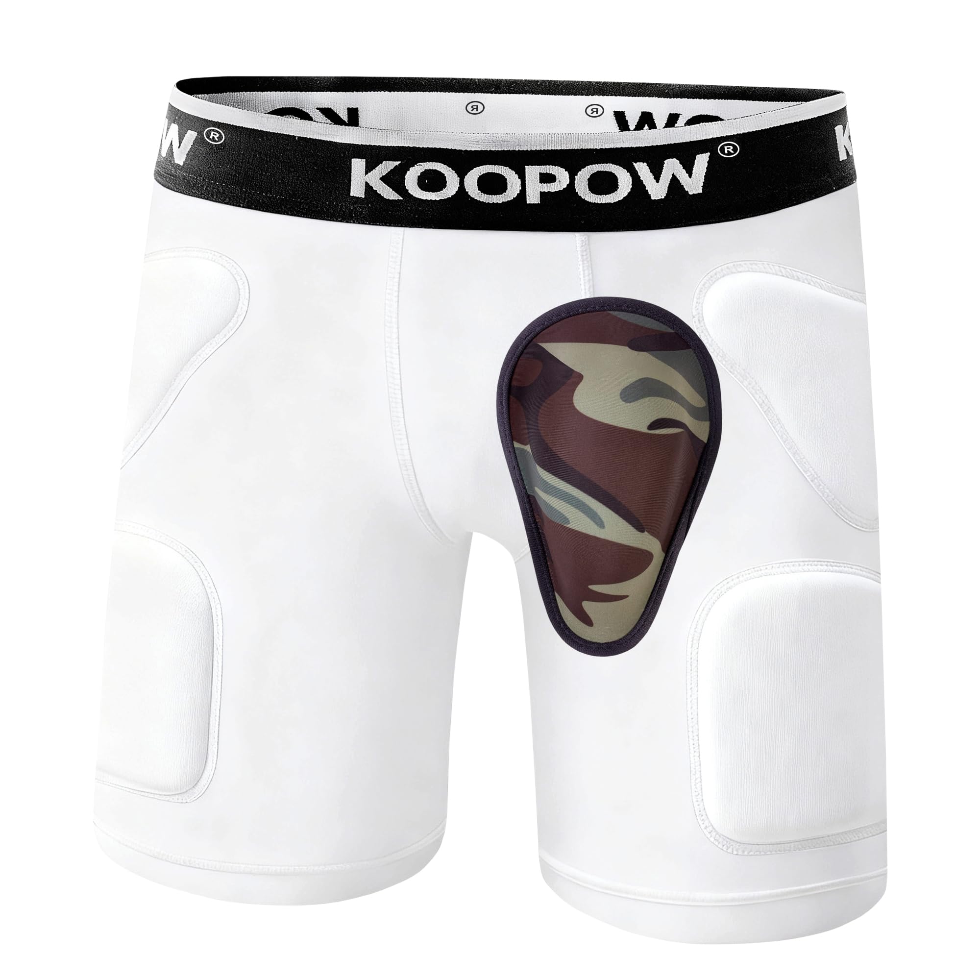 KOOPOW Youth Boys Padded Sliding Shorts with Soft Protective Athletic Cup Underwear, Slider for Baseball, Football, Lacrosse (Wh