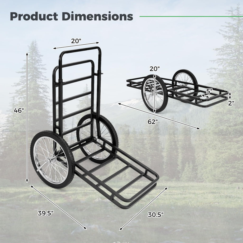 Gymax Deer Cart, 550 Lbs Folding Game Carts With Double-Layer, 20 Big Wheels, All-Terrain Heavy-Duty Deer Cart Game Hauler For H