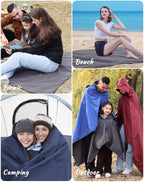 Dukuseek Waterproof Blanket Outdoor, Hooded Blanket Poncho - Large (79X56), Portable, Windproof Fleece Blankets For Cold Weather