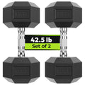 Hex Dumbbell Rubber Encased Dumbbell Strength Training Hex Dumbbell, Hand Weight For Workout & Exercise/Pair Of 42.5Lb