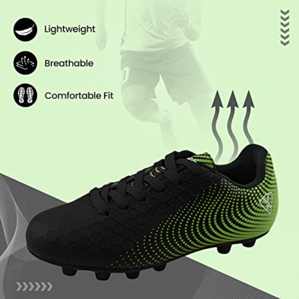 Stealth Firm Ground Soccer Shoes -Black/Green - Vizari Sports