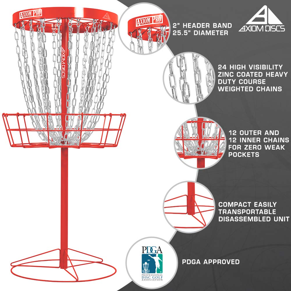 Axiom Discs Pro 24-Chain Disc Golf Basket - Red