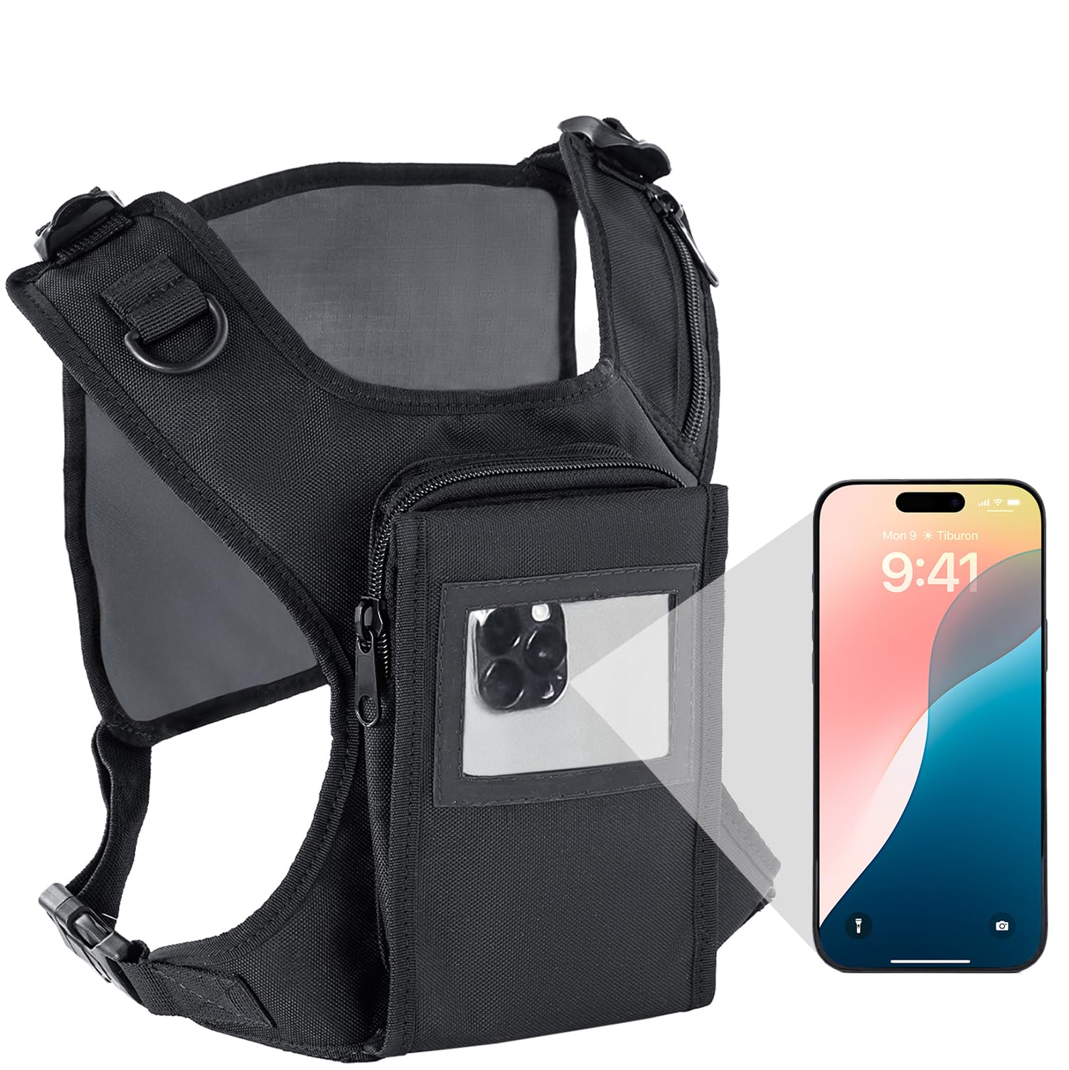 Chest Pack - Tactical Chest Rig Sling Bag & Running Vest with Touchscreen Pocket, Concealed Carry, Dual Zipper Access, Reflectiv