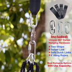Clevr 40'' Tree Net Teslin Web Saucer Round Swing, Detachable 360 Degree Spin Swivel Hanging Hardware & Adjustable 71'' Height R
