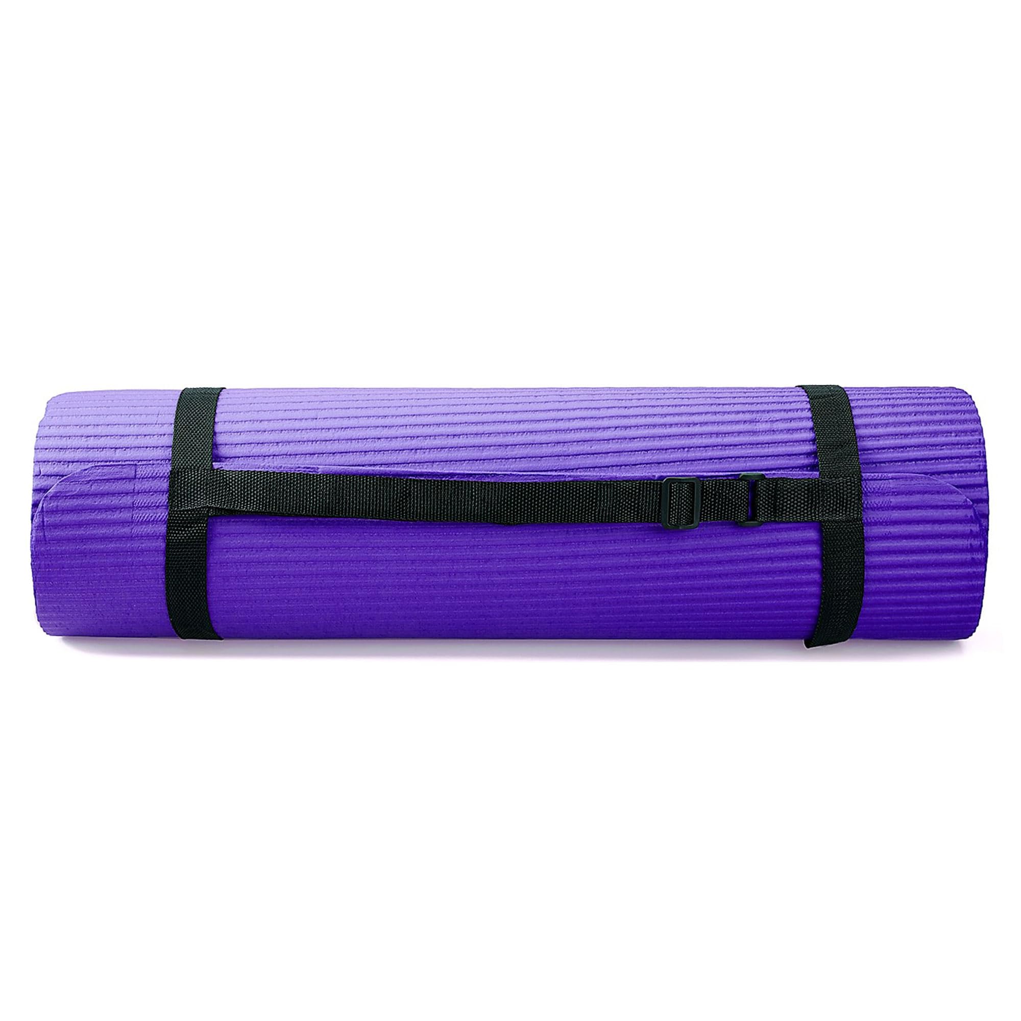 Balancefrom Goyoga 7-Piece Set - Include Yoga Mat With Carrying Strap, 2 Yoga Blocks, Hand Towel And Knee Pad (Purple, 1/2''-Thi