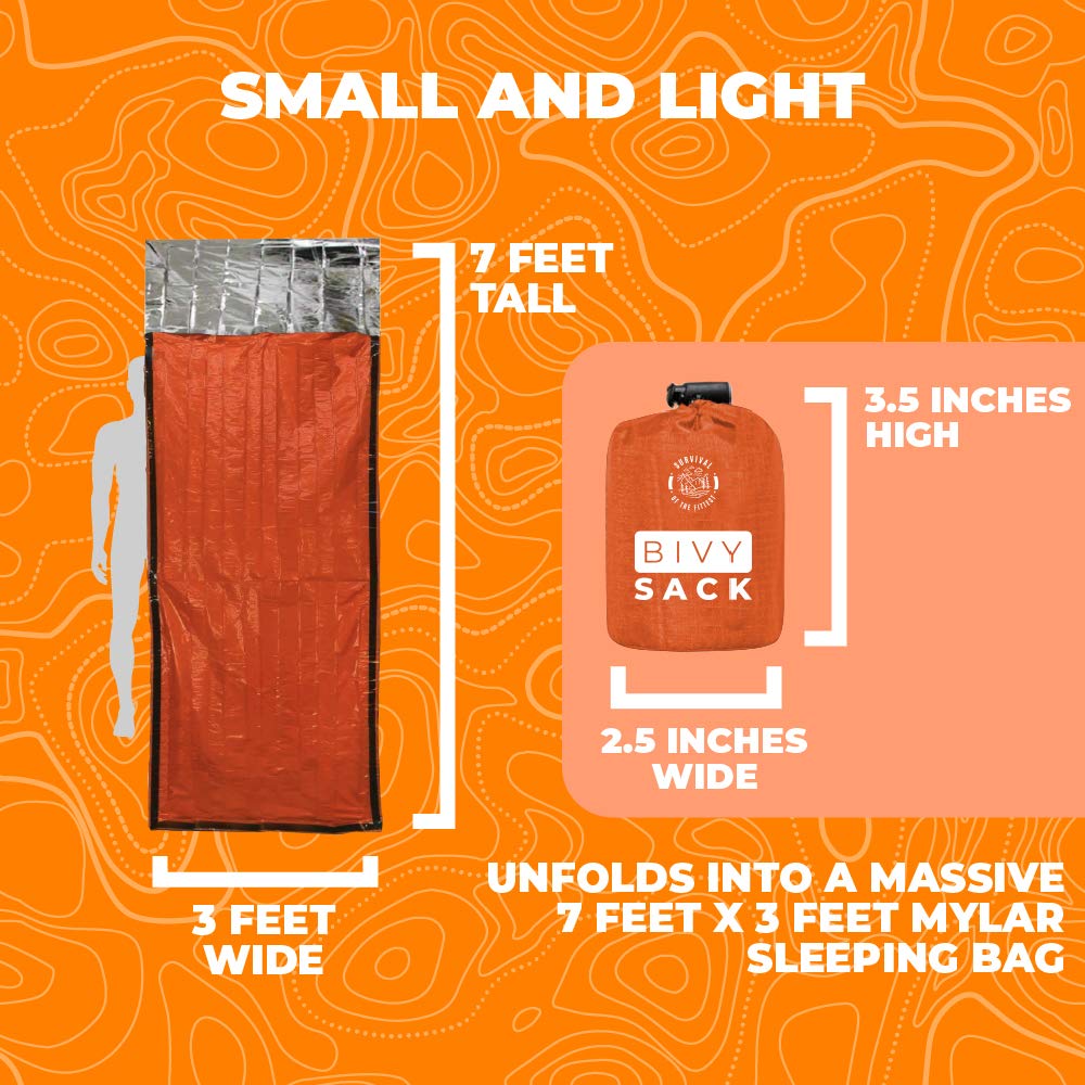 Survival Mylar Bivy Sack Portable Prepper Gear - Emergency Sleeping Bag Survival Bag - Lightweight Survival Sleeping Bags Double