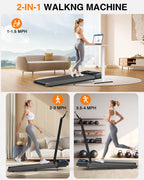 Rjop Walking Pad Treadmill With 8% Adjustable Incline And Removable Handle Bar, Compact Under Desk Treadmills For Home Small Wit