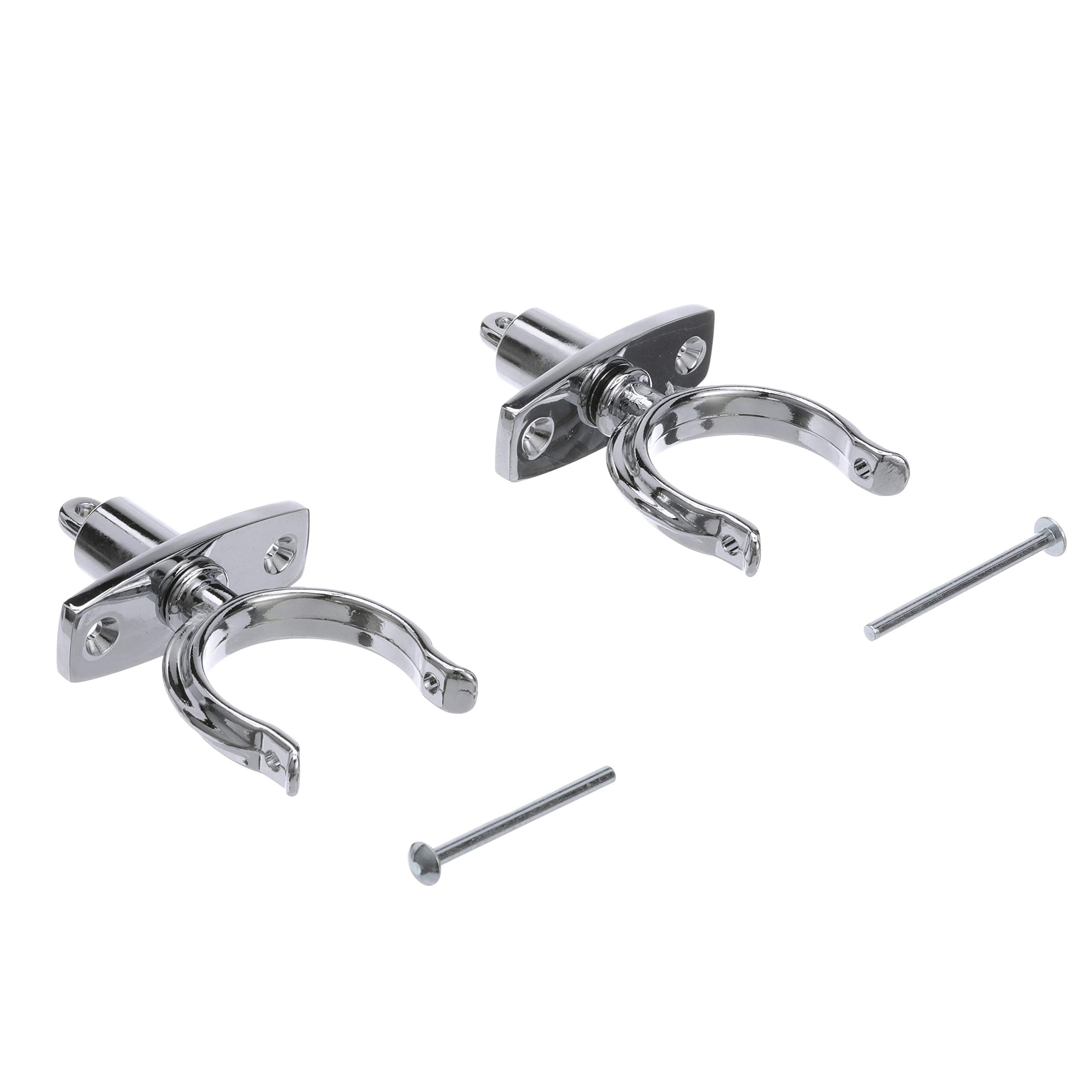 Seachoice Top-Mount Rowlock Set, Chrome-Plated Zinc, Includes 2 Rowlocks w/Locking Pins and Sockets